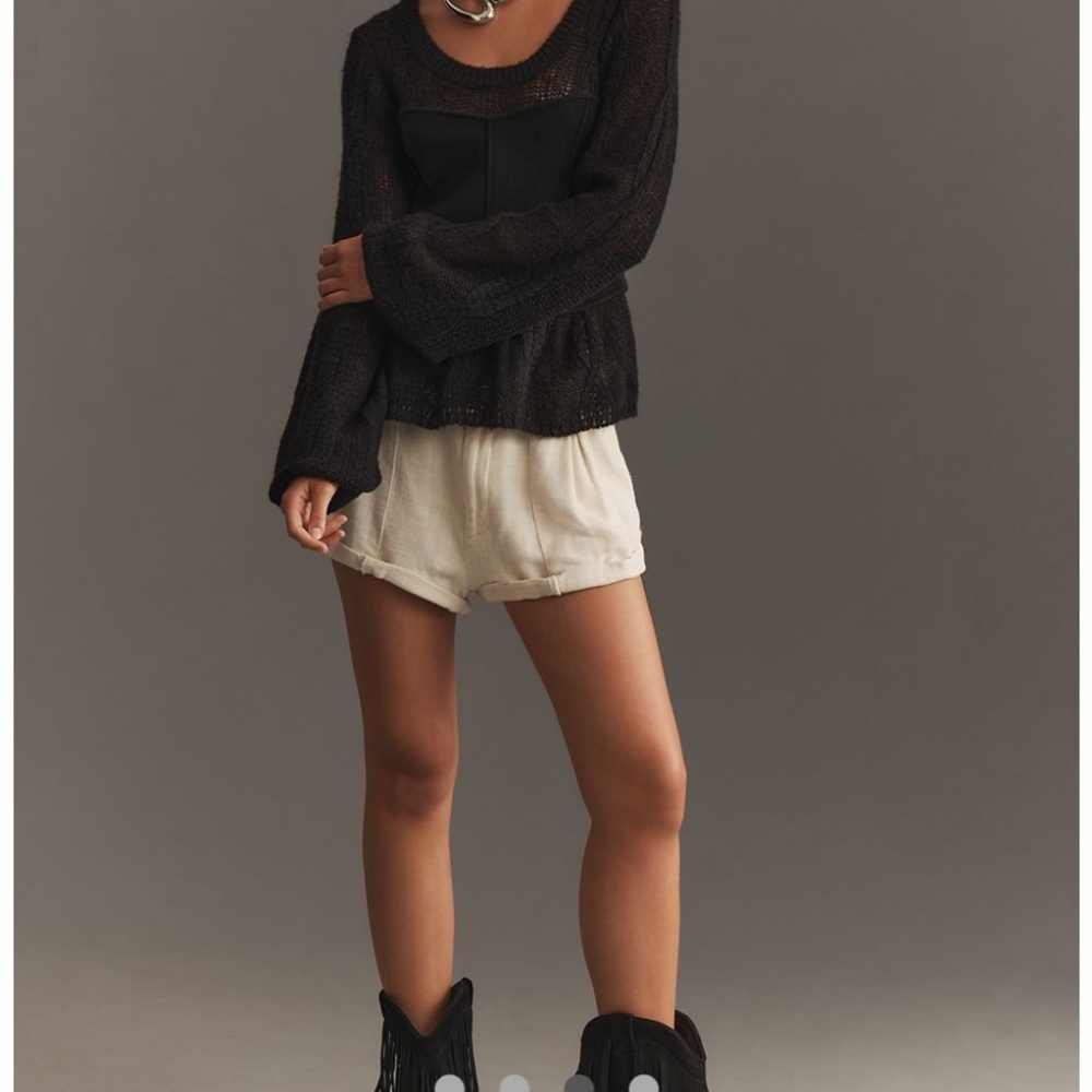 Anthropologie Black Mesh Knit Top